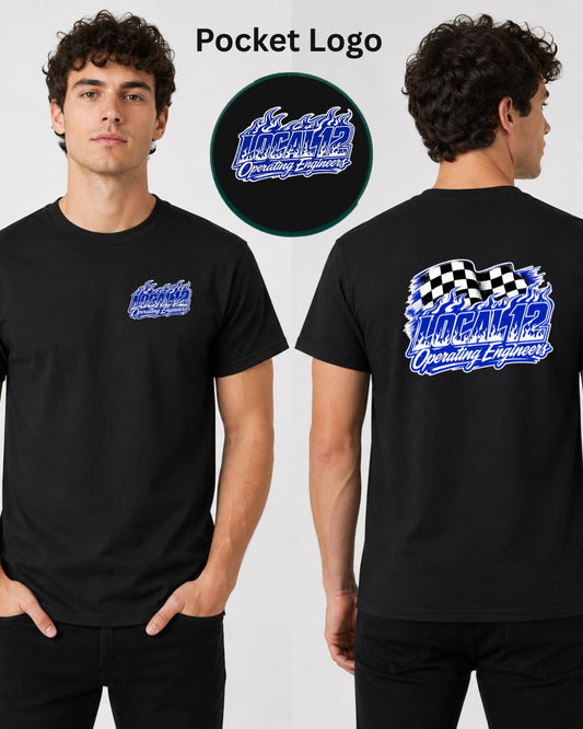 Checkered board Flames Local 12 Operating Engineers T-shirt