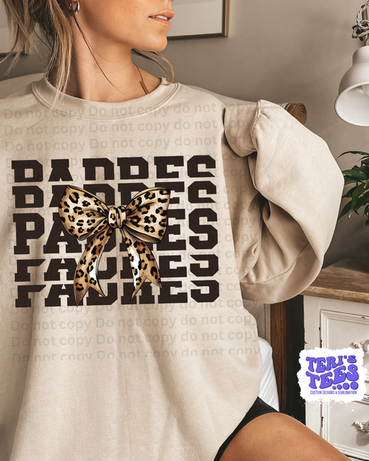 Padres Stacked Leopard Coquette Bow Crew
