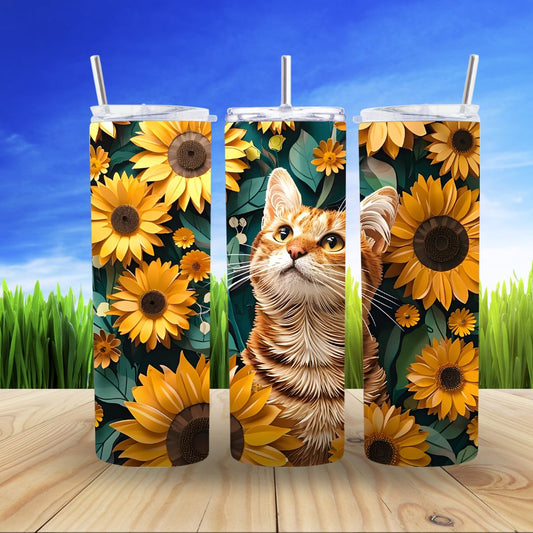 Sunflower & Cats 20 oz Tumbler
