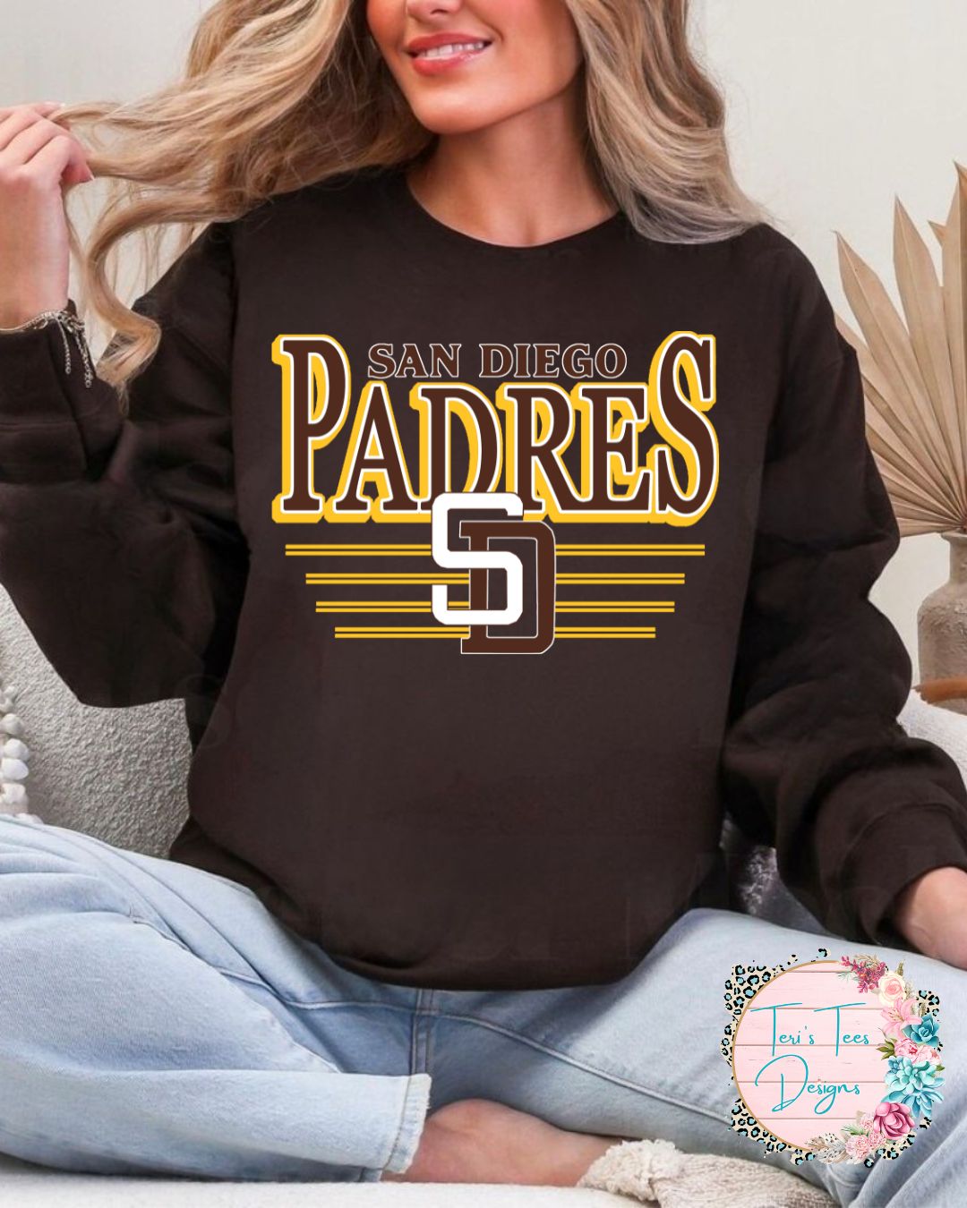 San Diego Padres Yellow/Brown Crewneck Sweatshirt