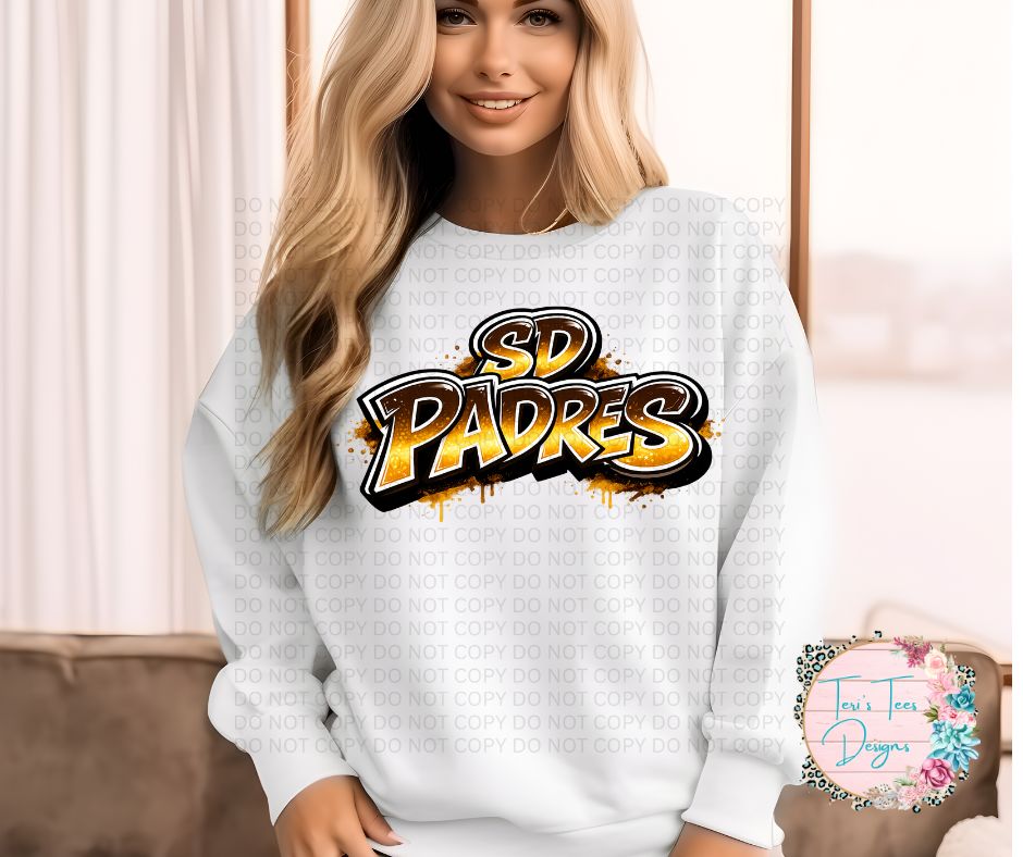 San Diego Padres Graffiti Women's Gildan Crew Sweatshirt