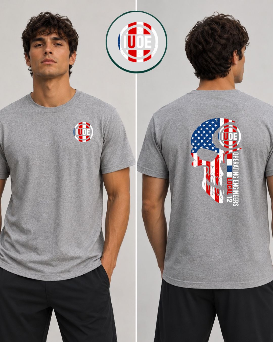 IUOE red white blue Skull T-Shirt