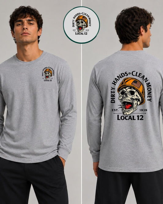 Dirty Hands Clean Money Skull Long Sleeve T-Shirt