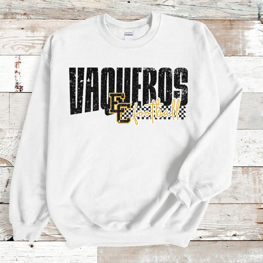 Vaqueros Football Checkered distressed  - El Capitan High School Crew