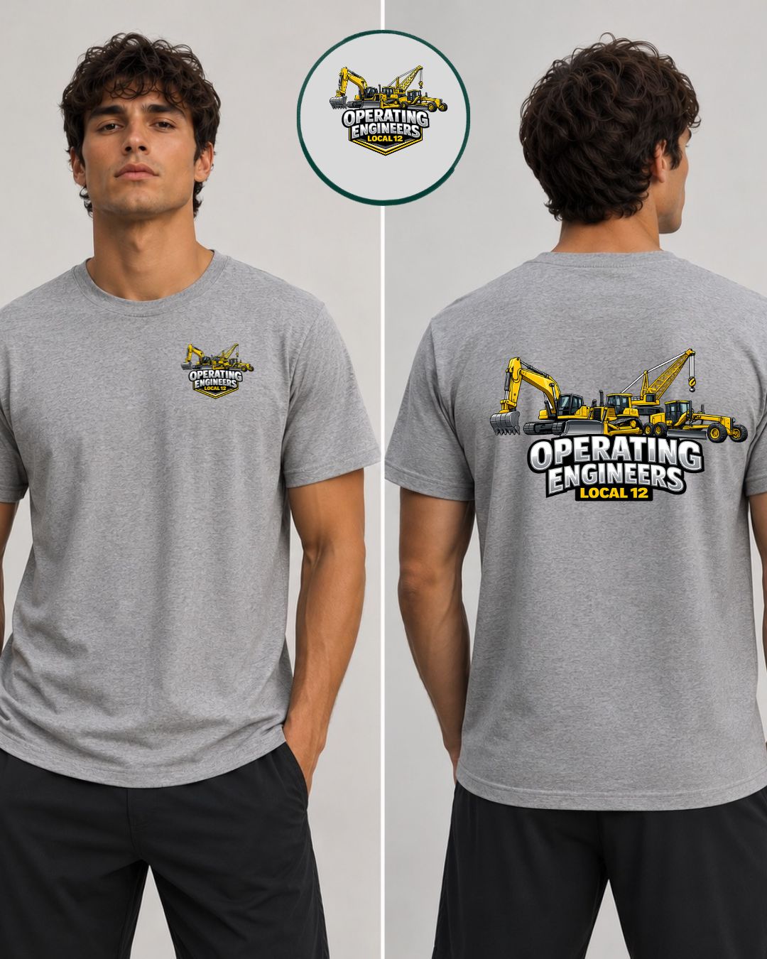 OE Local 12 Heavy Equipment with Motor Grader, Crane, Excavator T-Shirt