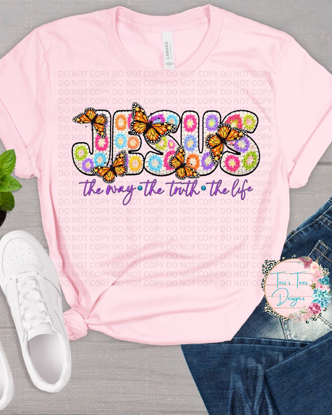 Jesus the way the truth the Life Crocheted Look T-Shirt