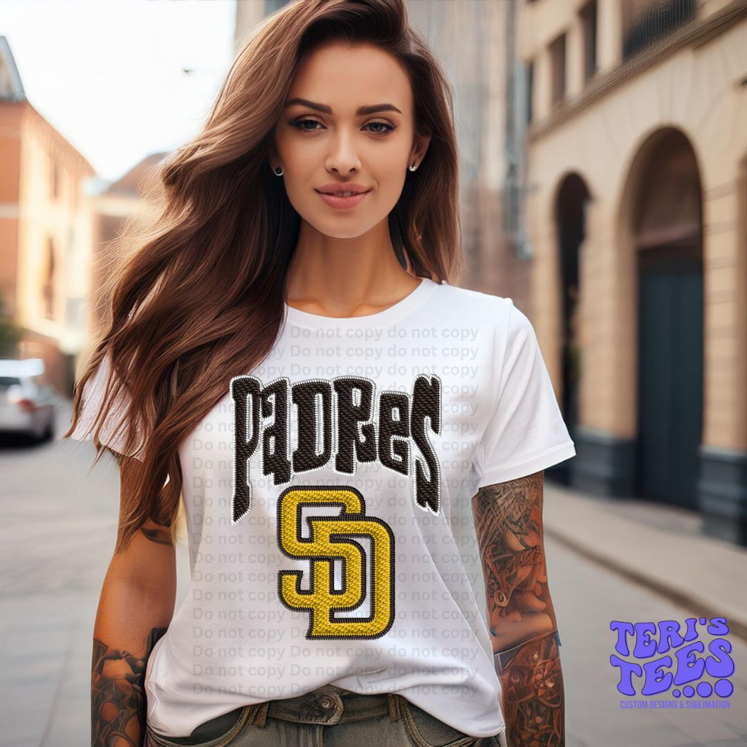 Padres SD t-shirt looks like Embroidery Stitching
