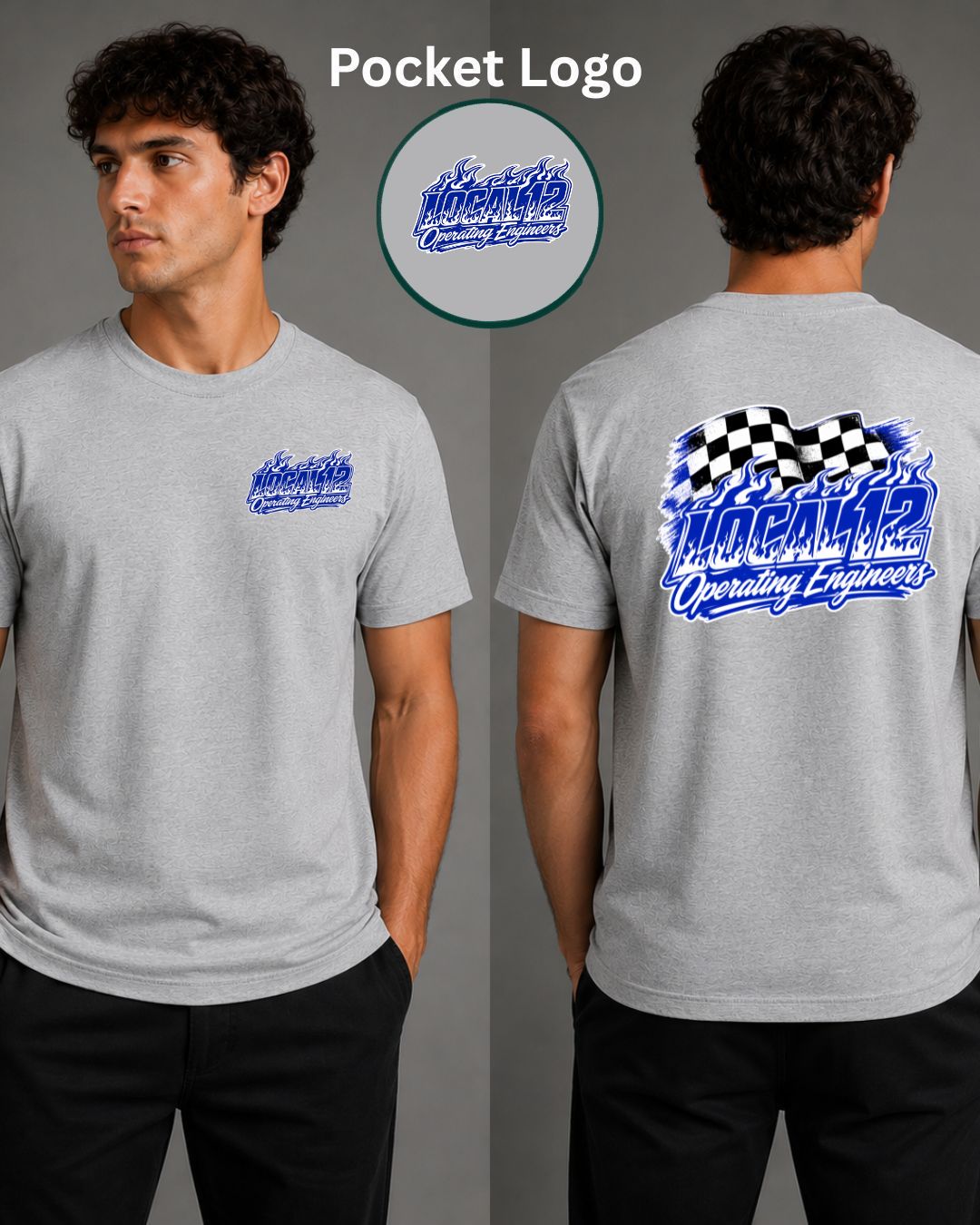 Checkered board Flames Local 12 Operating Engineers T-shirt