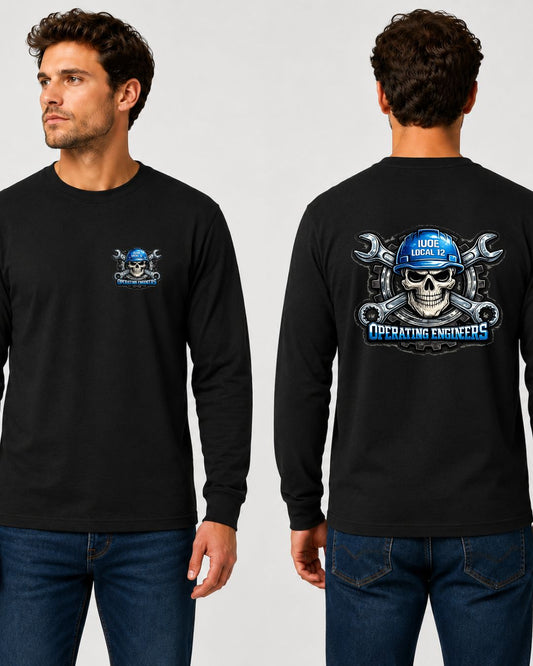 Blue Skull Long Sleeve Gildan Ultra Cotton T-Shirt