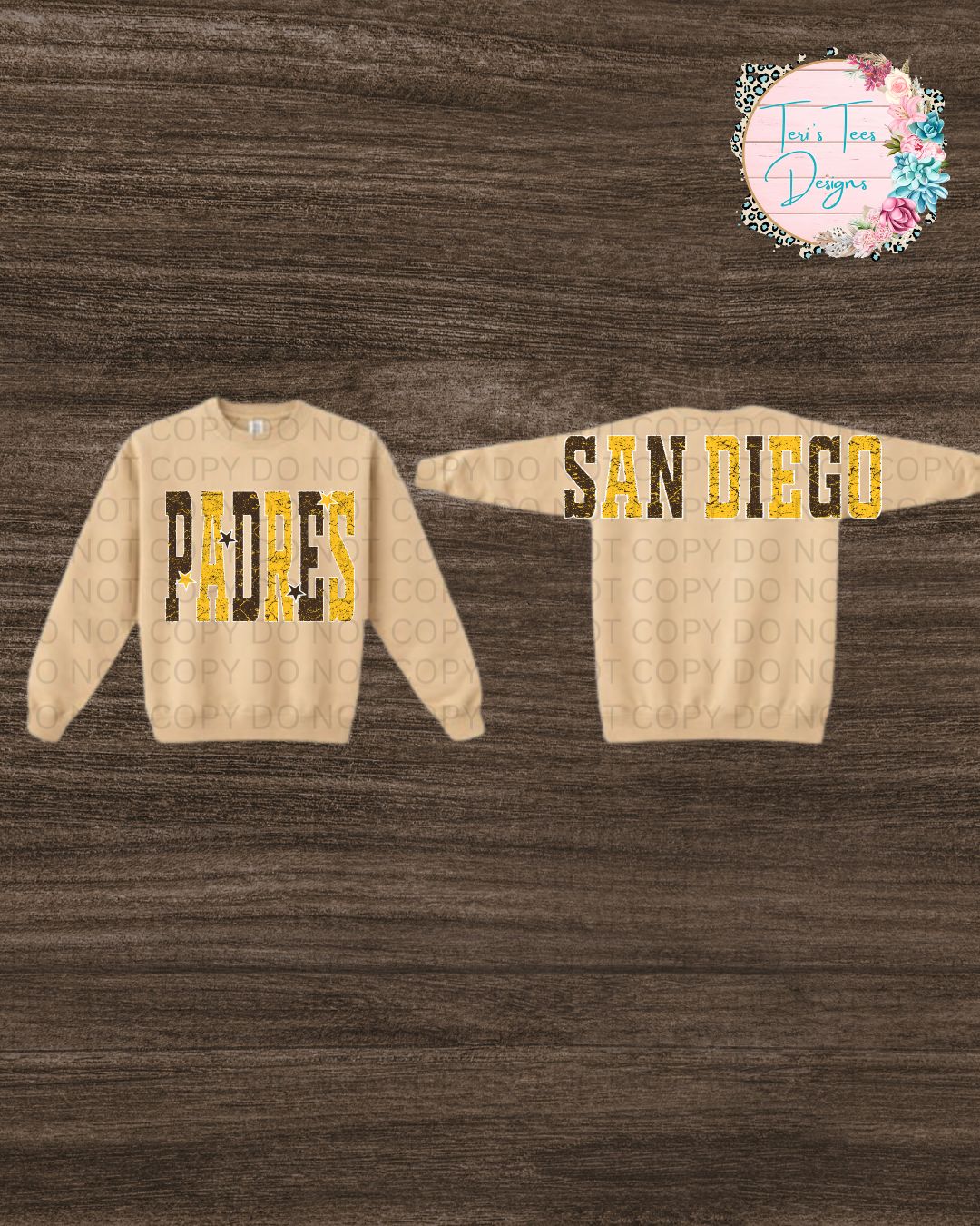 San Diego Padres 2-tone Large Print front & Back logo Unisex Gildan Crew