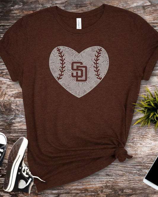 SD Rhinestone Heart Bella Canvas T-Shirt