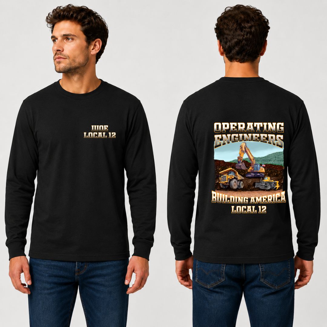 Operating Engineers Ombre Building America Long Sleeve T-Shirt