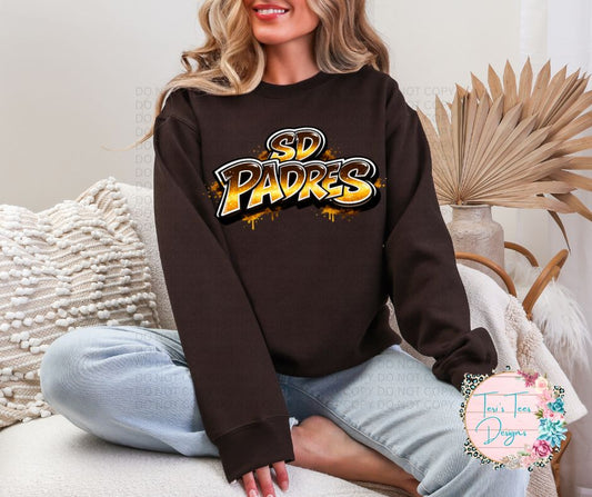 San Diego Padres Graffiti Women's Gildan Crew Sweatshirt
