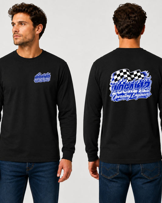 Checkered board Flames Local 12 Operating Engineers Long Sleeve T-shirt