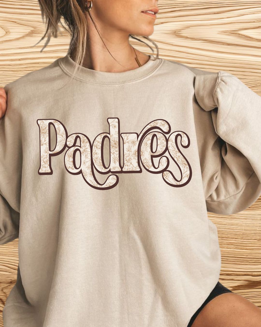 Padres Retro Spring Floral Pattern Women's Crew Sweatshirt
