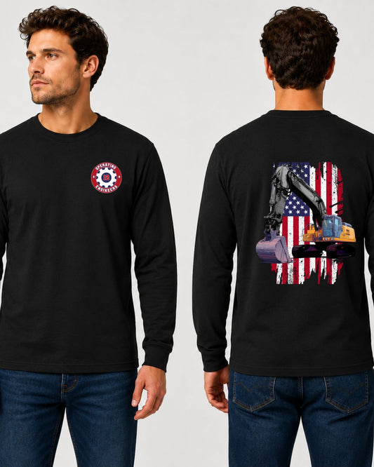 Operating Engineers Flag Excavator Long Sleeve T-Shirt