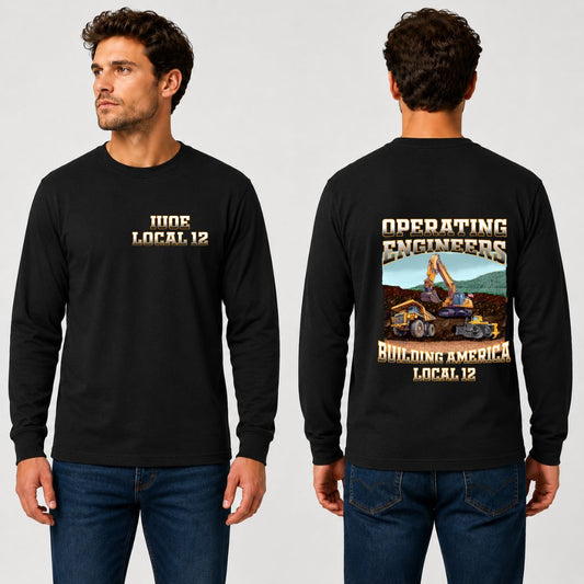 Operating Engineers Ombre Building America Long Sleeve T-Shirt
