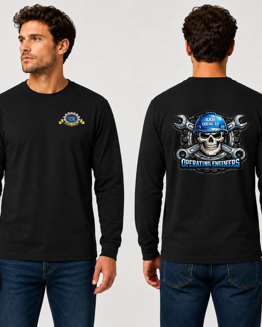 Blue Skull Long Sleeve Gildan Ultra Cotton T-Shirt