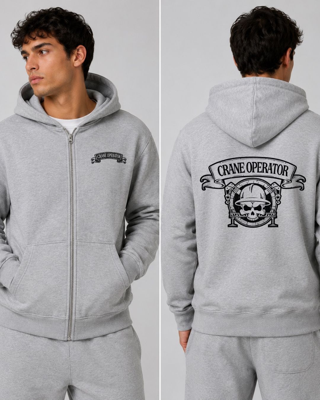 Crane Operator Men's Zip-Up Hoodie