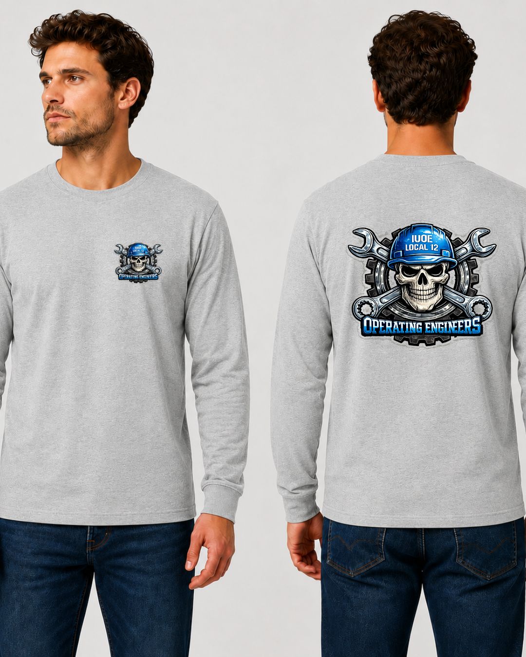Blue Skull Long Sleeve Gildan Ultra Cotton T-Shirt