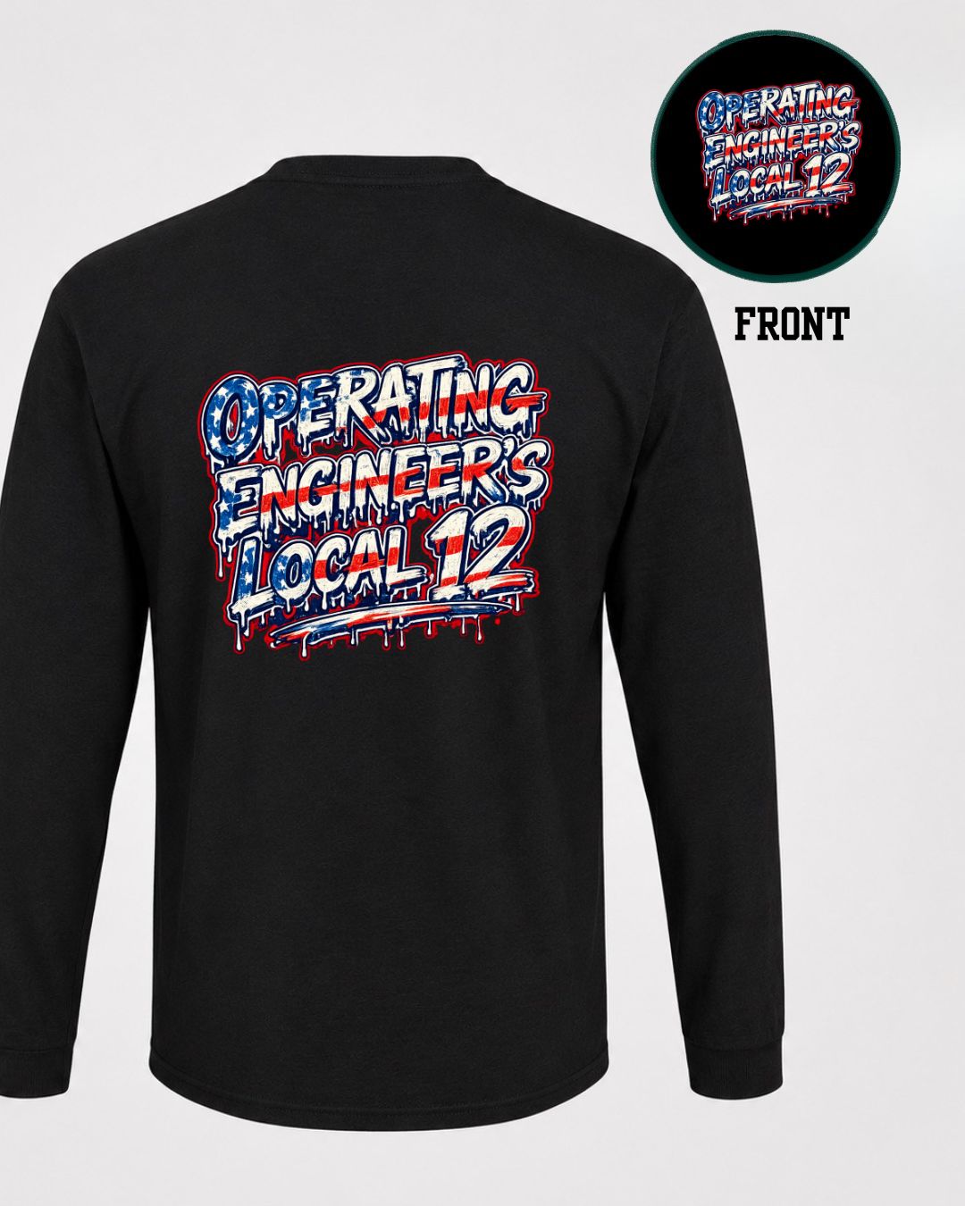 Red White Blue Operating Engineers Drip Long Sleeve