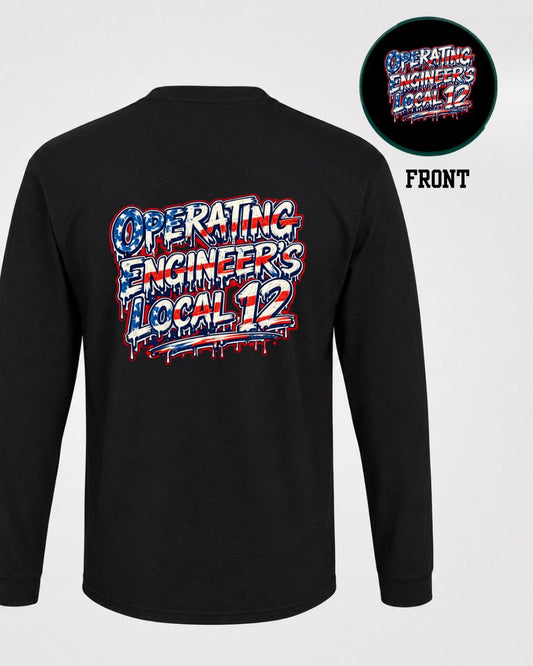 Red White Blue Operating Engineers Drip Long Sleeve