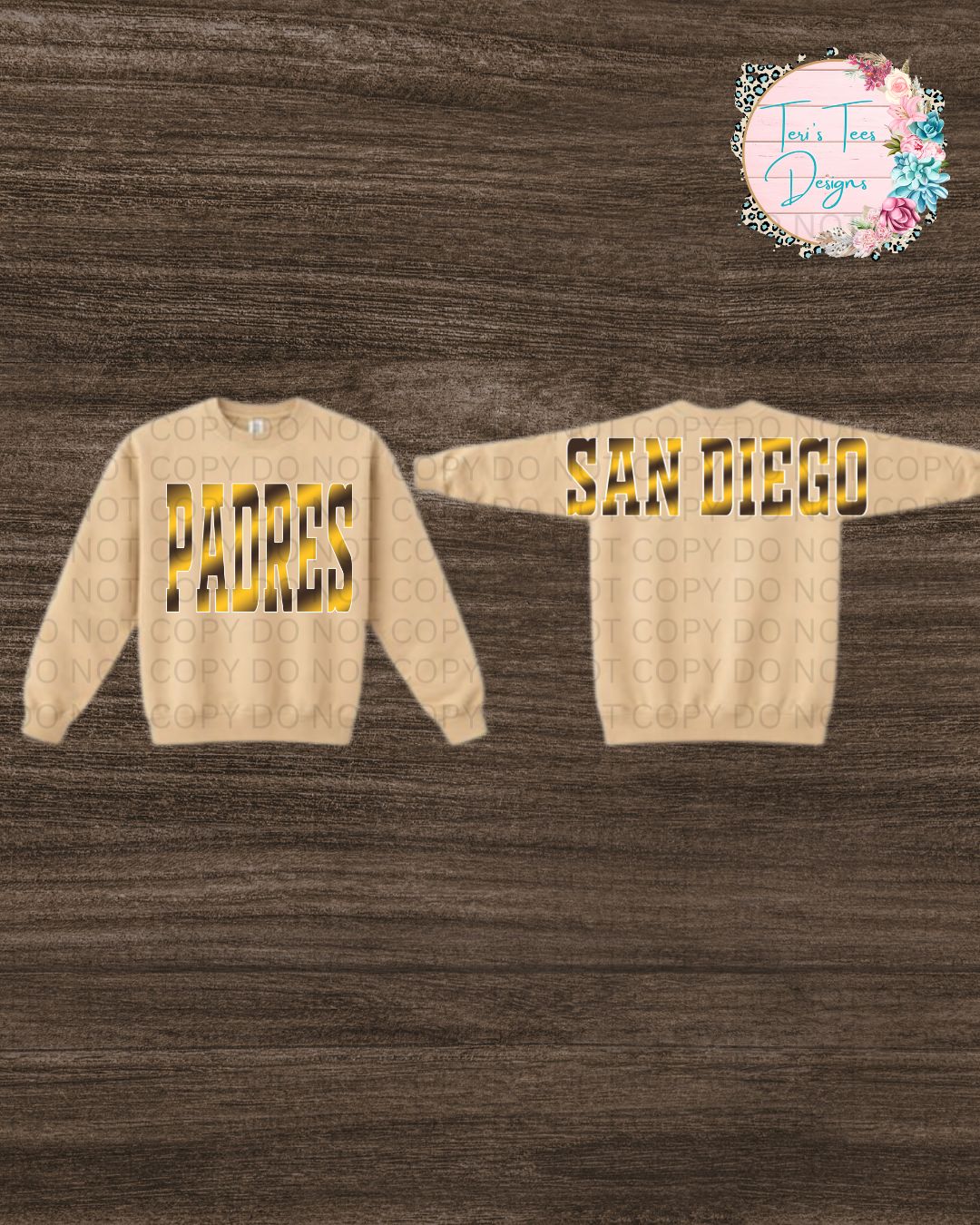 San Diego Padres 2-tone Ombre Large Print front & Back logo Unisex Gildan Crew