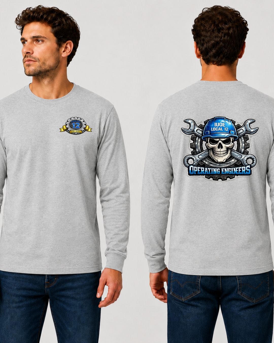 Blue Skull Long Sleeve Gildan Ultra Cotton T-Shirt