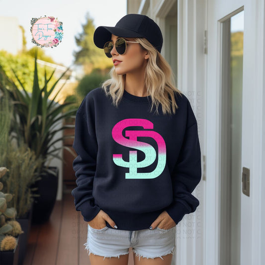 SD Padres Ombre' City Connect Gildan Black Crew