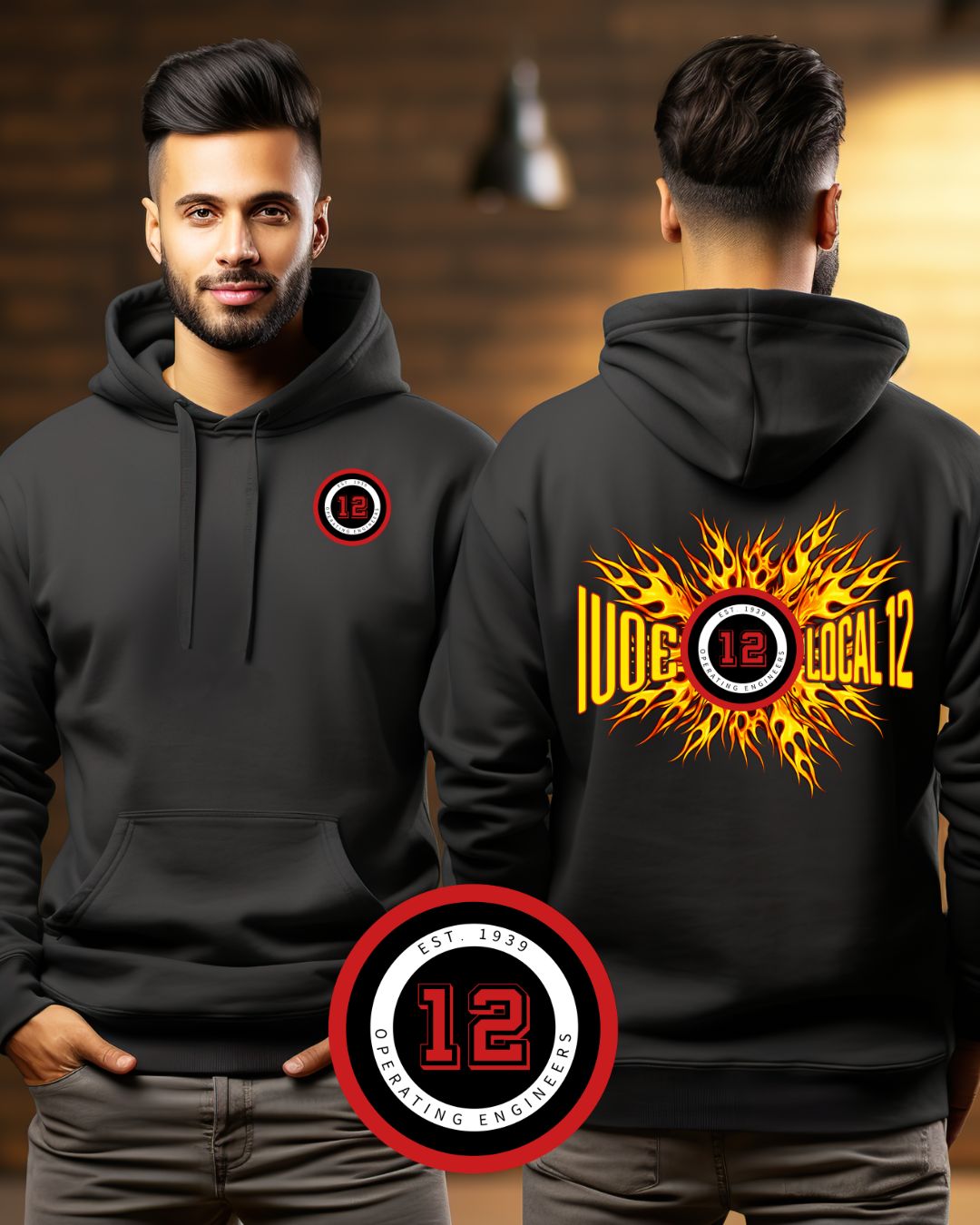 Operating Engineers Flame Local 12 Gildan Hoodie