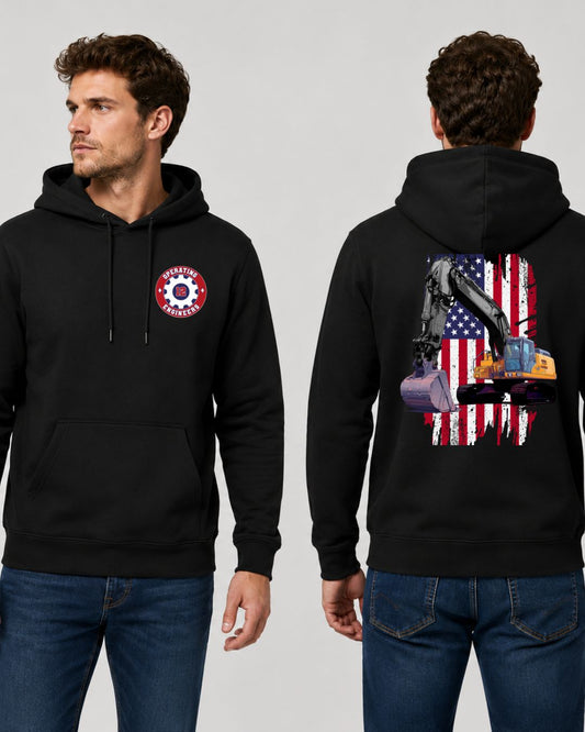 Operating Engineers Flag Excavator Hoodie