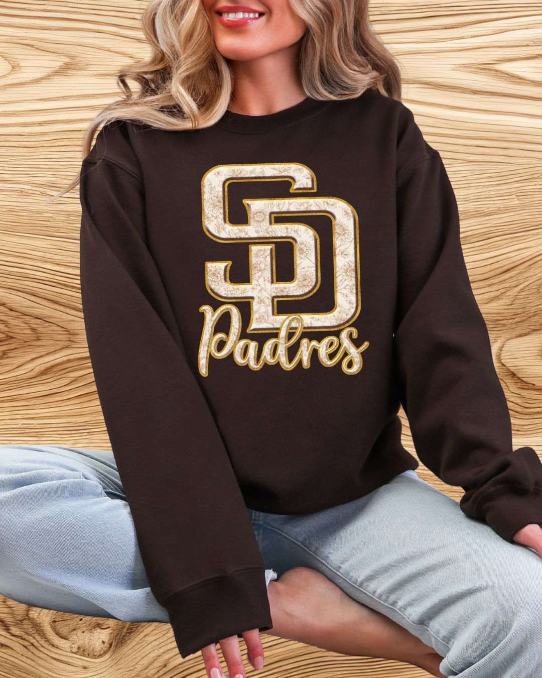 SD Padres Spring Floral Pattern Women's Gildan Crew