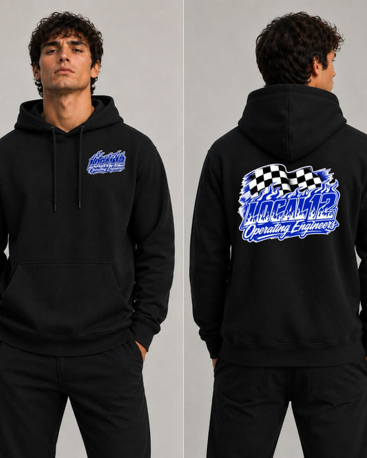 Checkered board Flames Local 12 Operating Engineers Hoodie