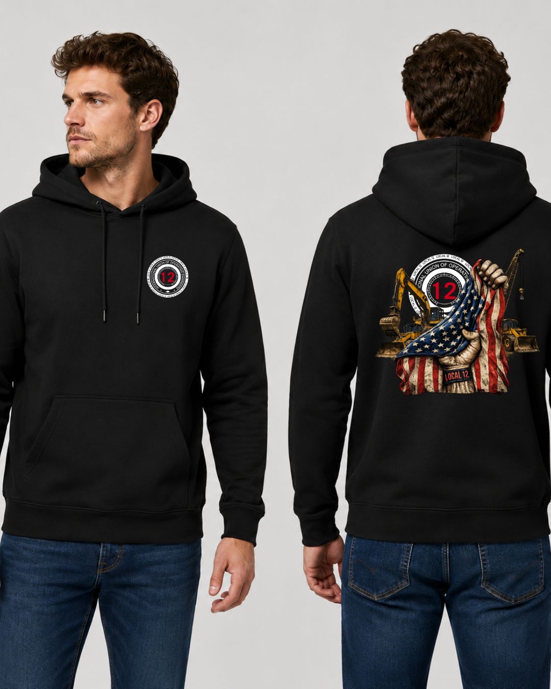 Patriotic Flag with equipment local 12 Hoodie