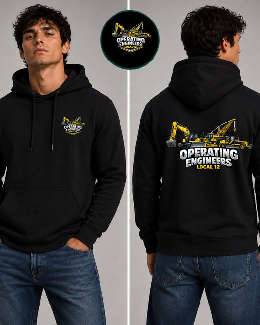 OE Local 12 Heavy Equipment with Motor Grader, Crane, Excavator Hoodie