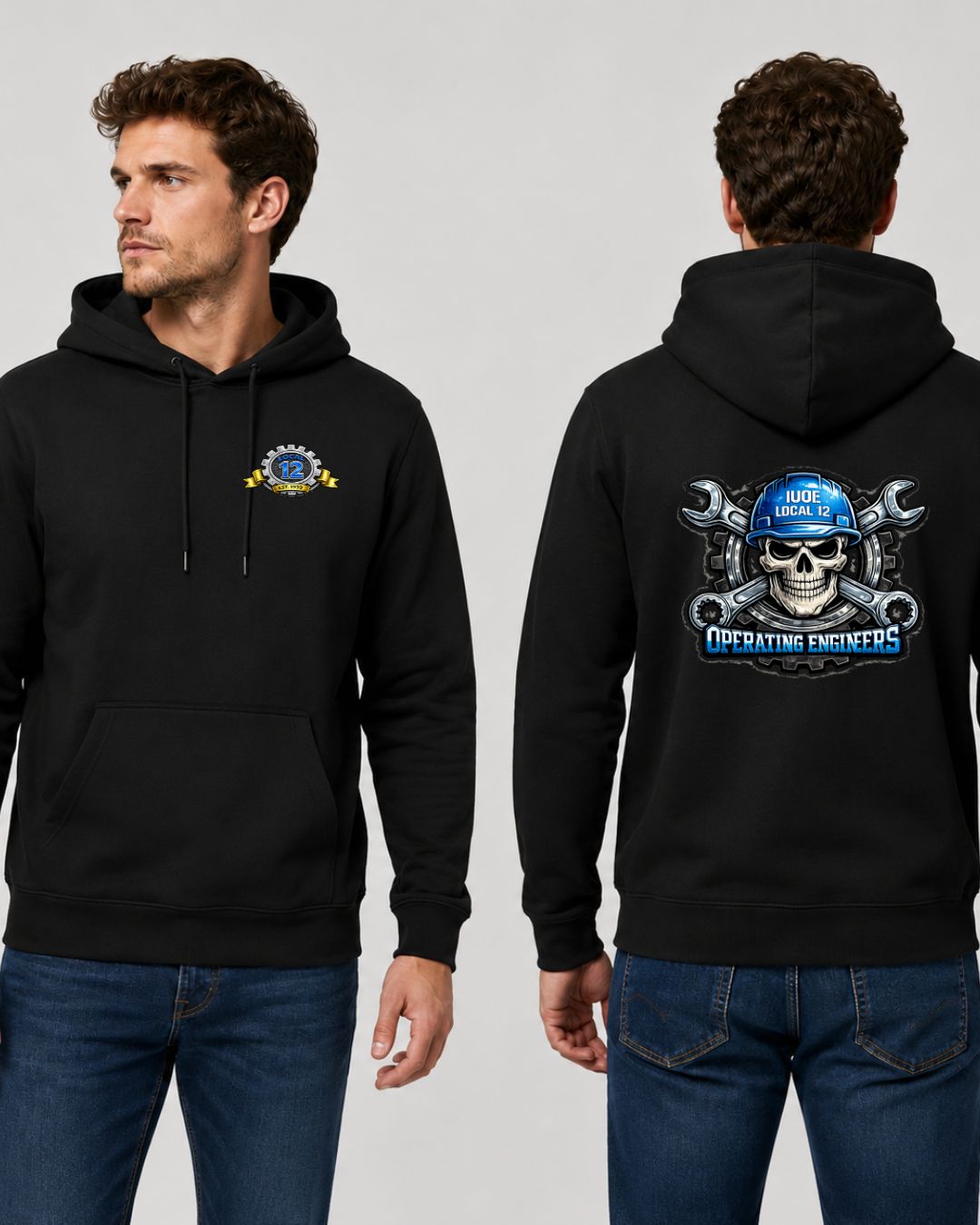 Blue Skull Unisex Hoodie Operating Engineers Local 12
