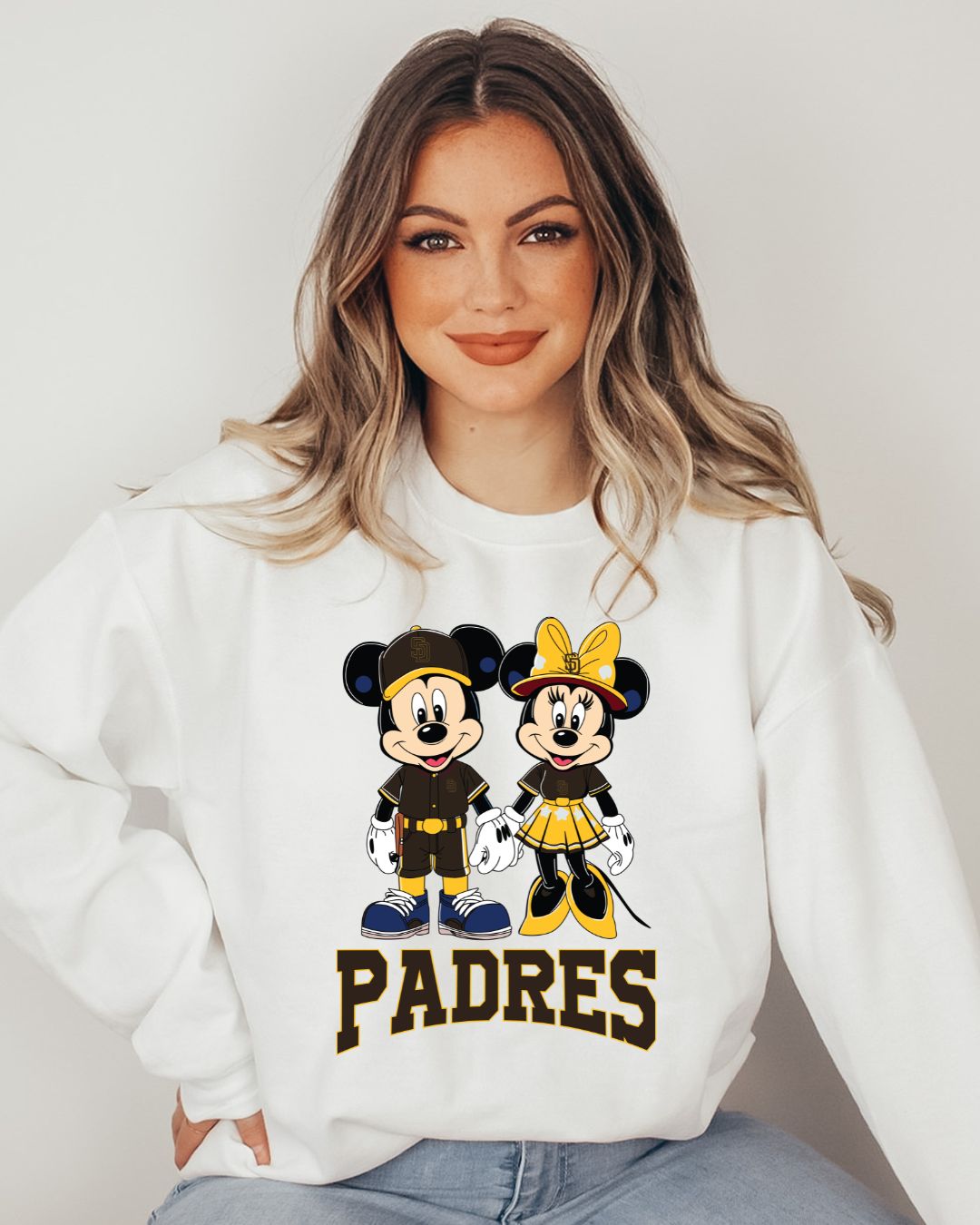 Padres Bundle M & M #2 Design Women's Gildan Crew Sweatshirt