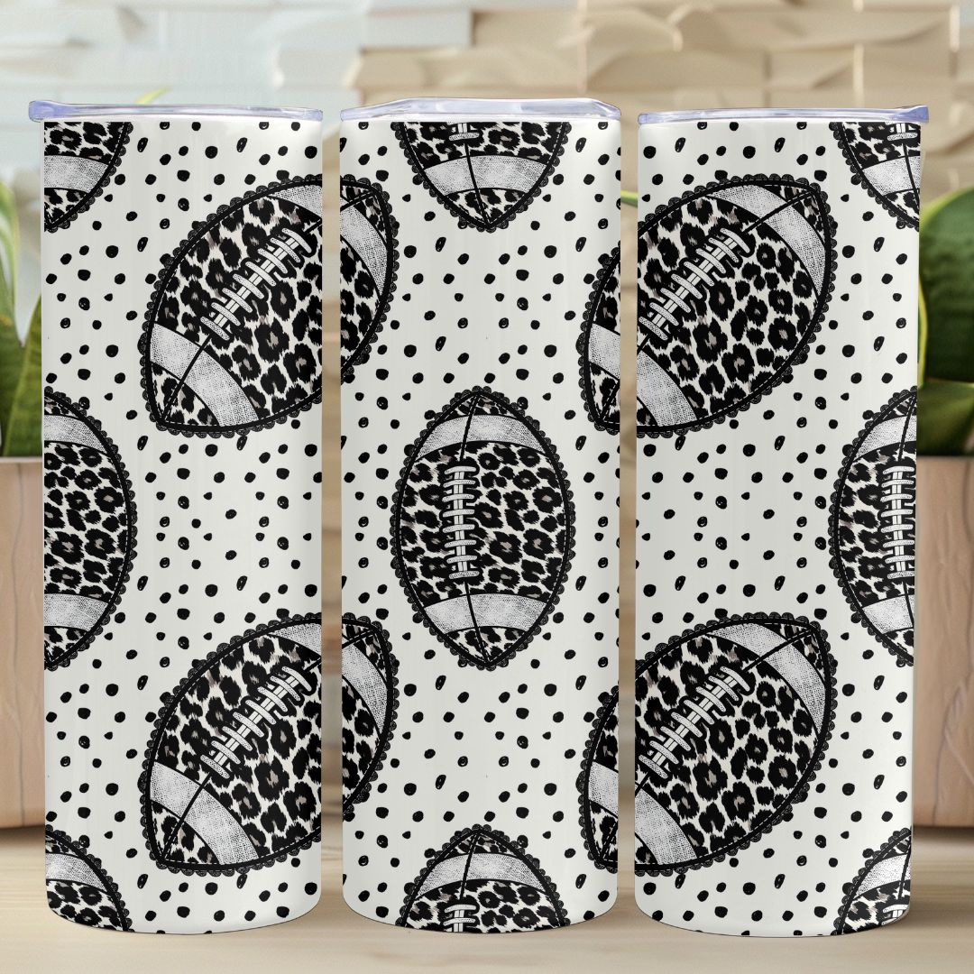 20 OZ SEAMLESS LEOPARD FOOTBALL TUMBLER