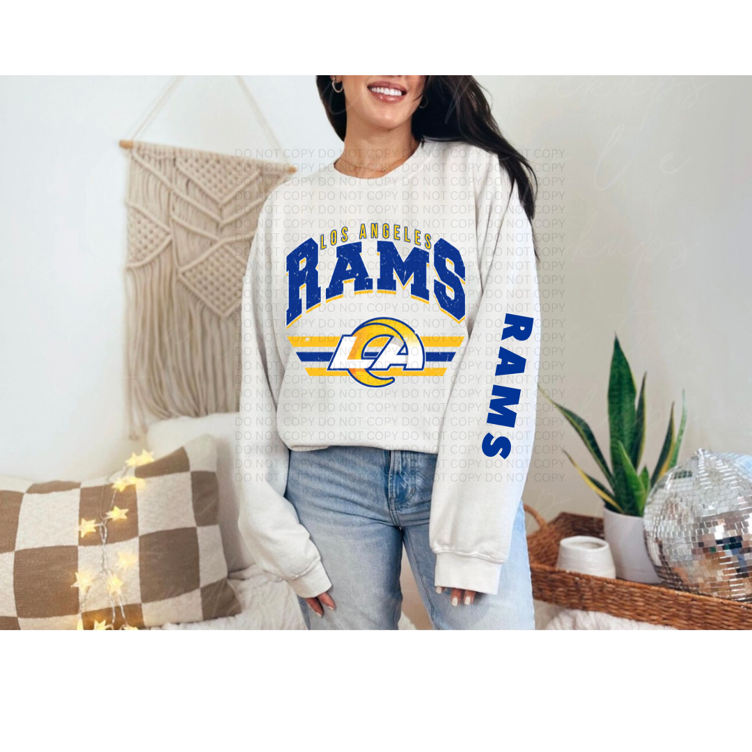 LOS ANGELES RAMS GILDAN CREW WITH SLEEVE ACCENT