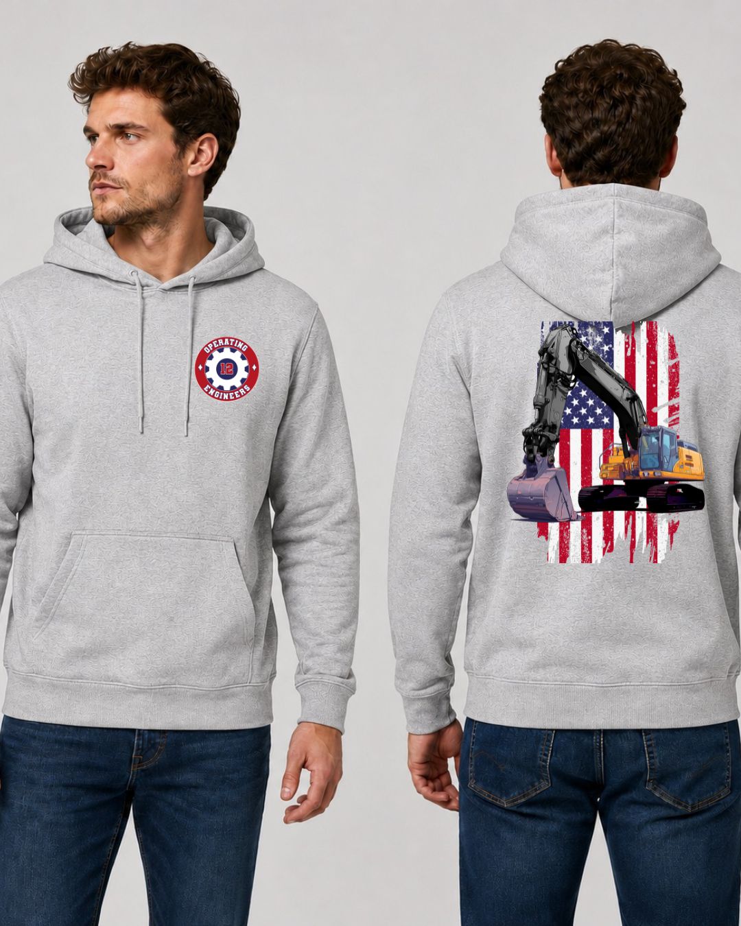 Operating Engineers Flag Excavator Hoodie
