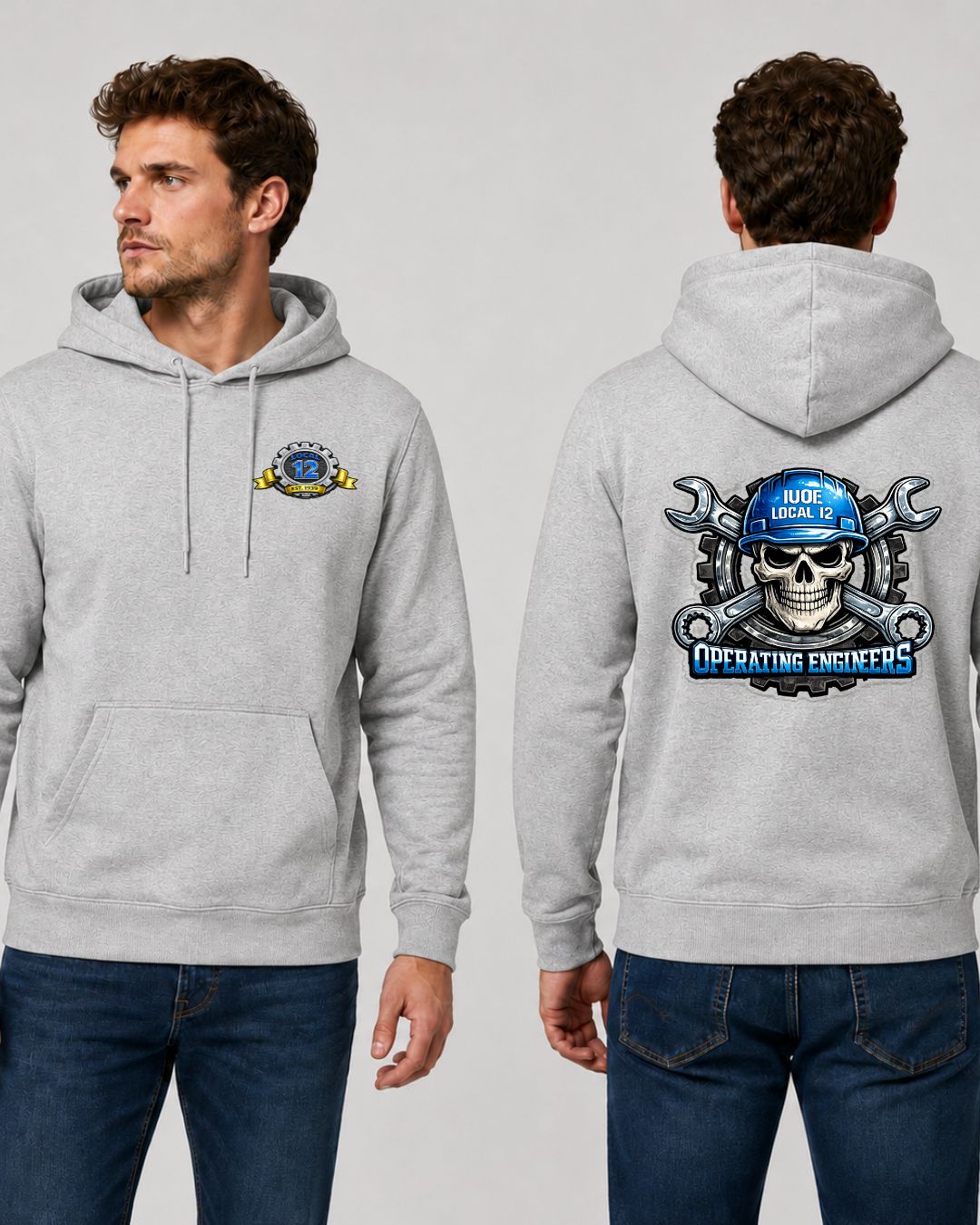 Blue Skull Unisex Hoodie Operating Engineers Local 12
