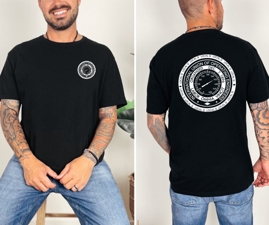 Operating Engineers Local 12 Gauge on Gildan Ultra Cotton with front & back Logo