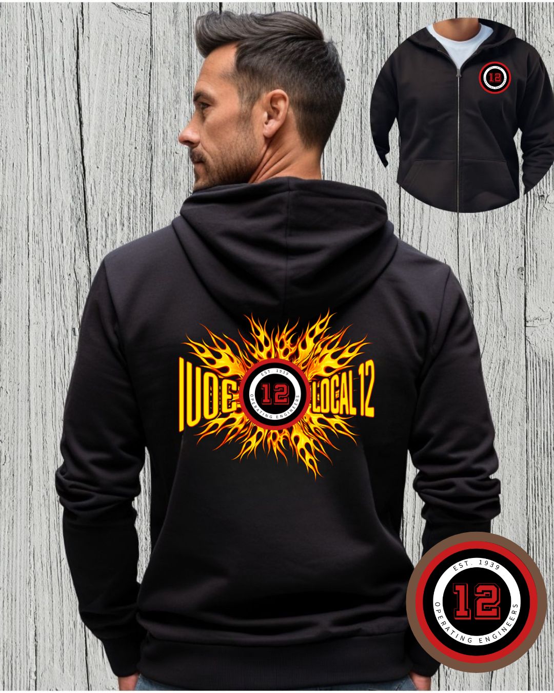 IUOE Flames Zip-Up Hoodie