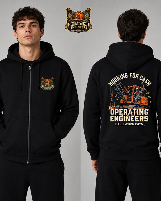 Hooking for Cash Crane Operator Zip-Up Hoodie