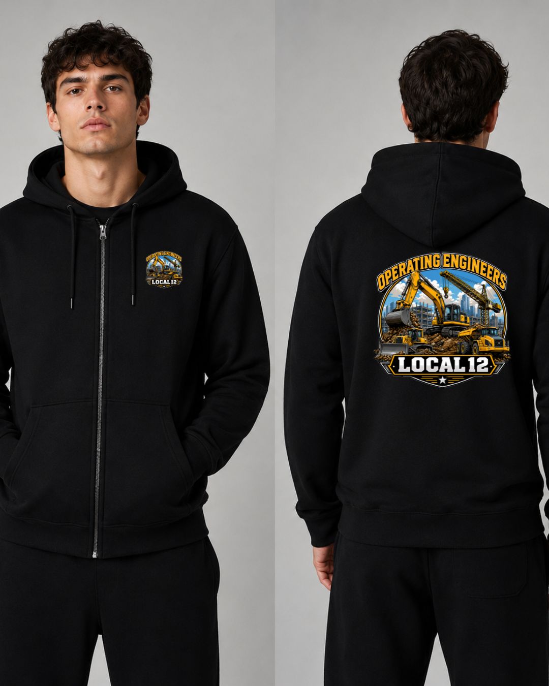 Local 12 Heavy Equipment Zip-UP Hoodie