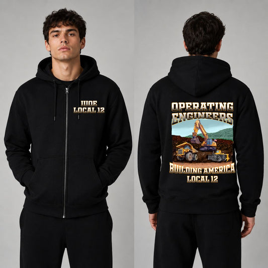 Operating Engineers Ombre Building America Zip-Up Hoodie