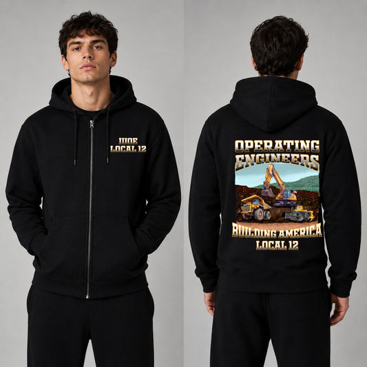 Operating Engineers Ombre Building America Zip-Up Hoodie