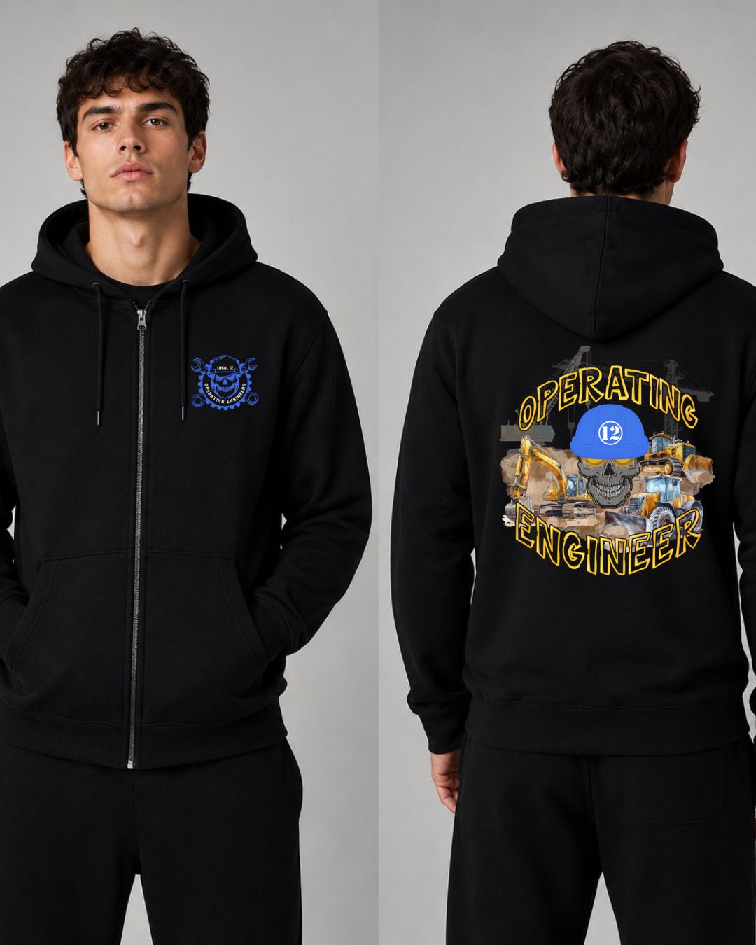 OE Skull Heavy Equipment Zip-Up Hoodie
