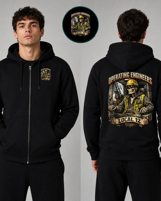 OE Local 12 Skeleton Driven Crane Zip-Up Hoodie