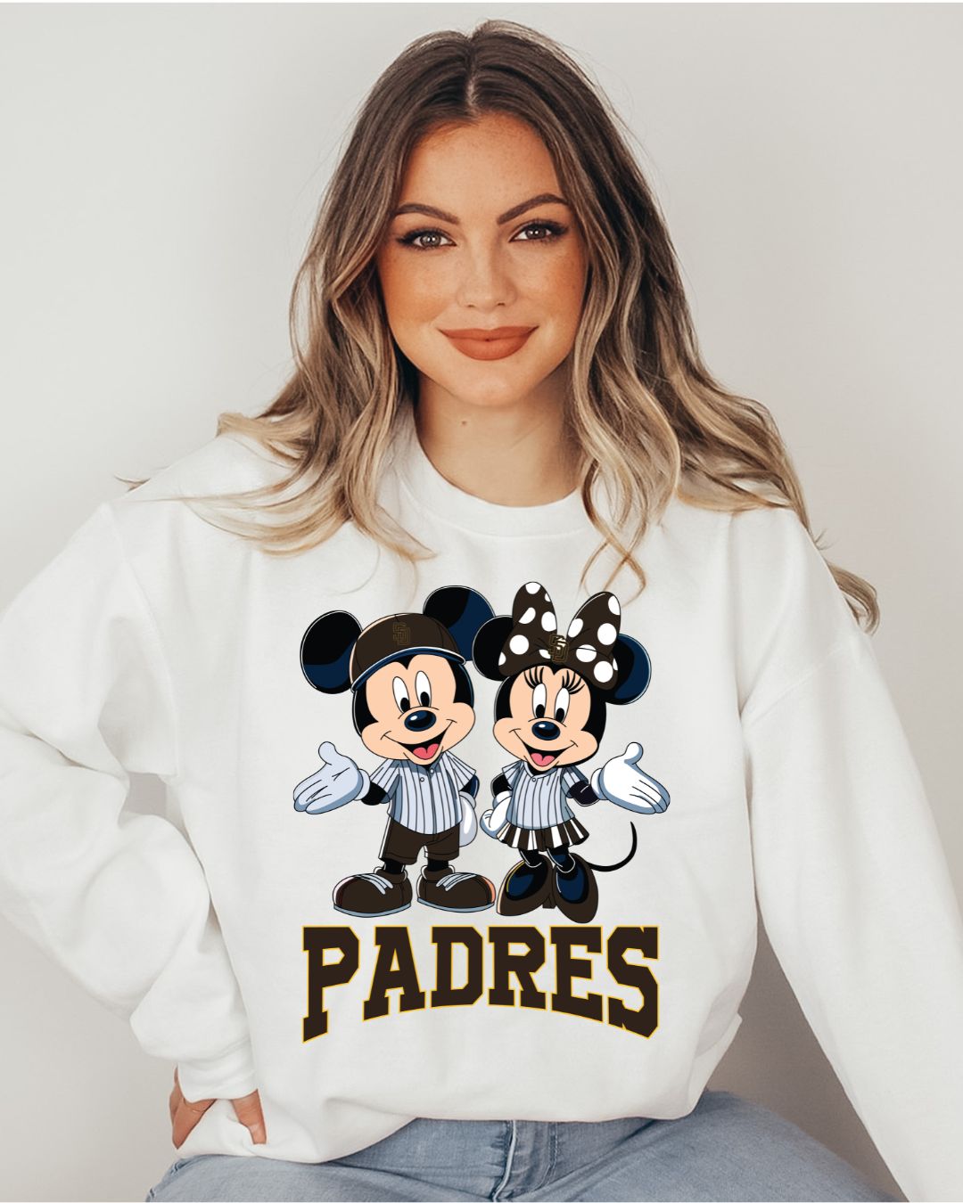 Padres Bundle M & M #3 Design Women's Gildan Crew Sweatshirt